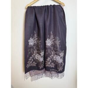 Carven Light & Dark Purple Floral Blanket Scarf